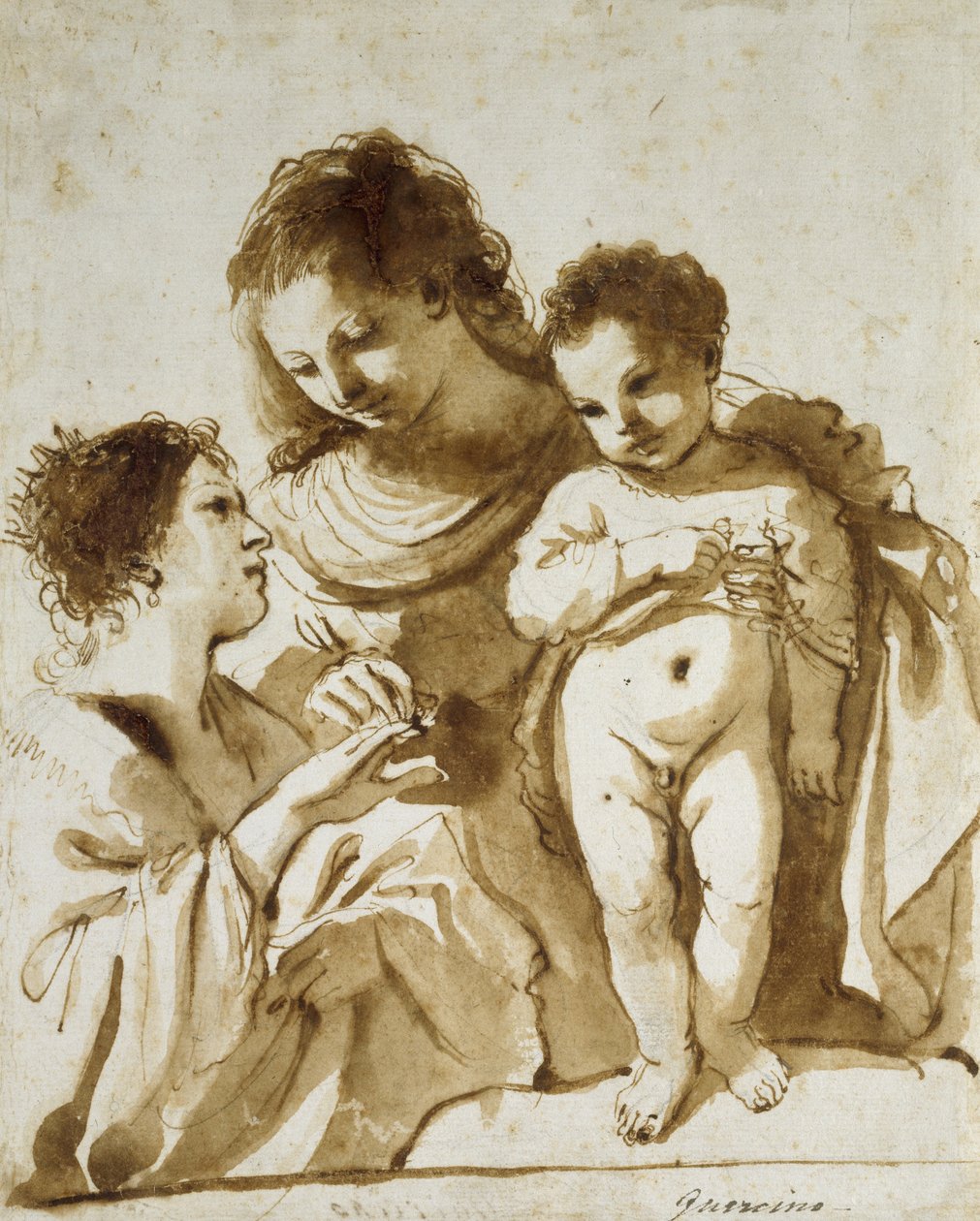 El matrimonio místico de Santa Catalina, 1618 - 1619 de Giovanni Francesco Barbieri