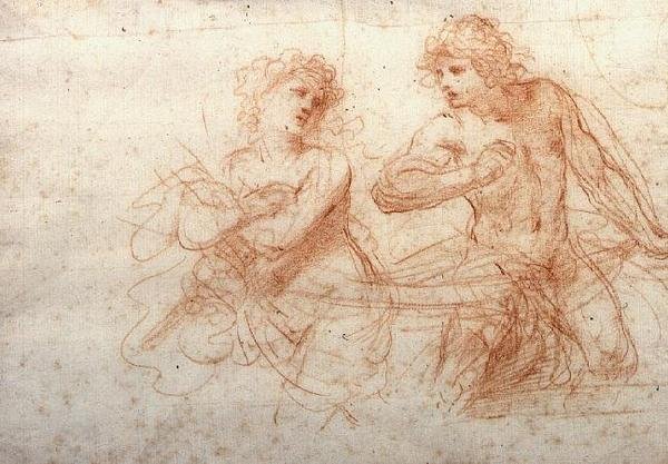 Estudio de un Hombre y una Mujer Desnudos de Guercino