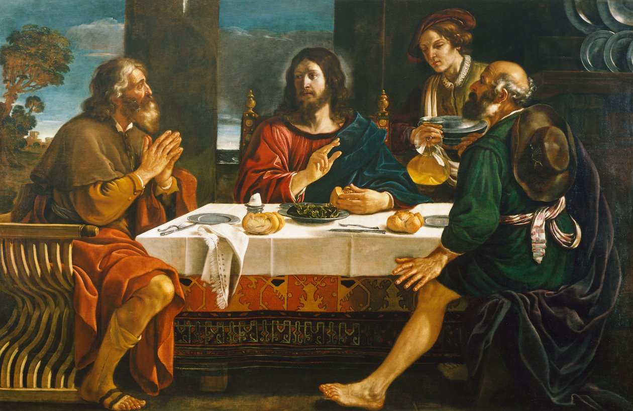 Cena en Emaús, por Giovanni Francesco Barbieri, conocido como Guercino de Guercino