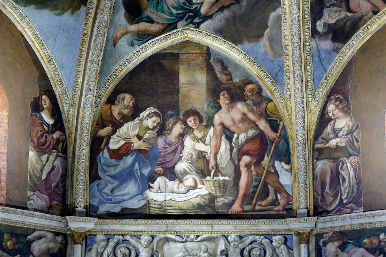 Fresco que representa la adoración de los pastores de Guercino (1591 1666)
