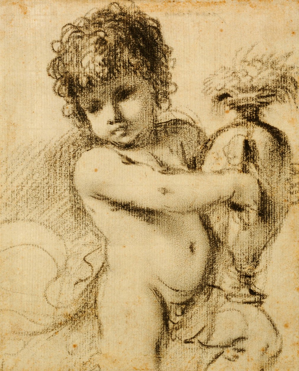 Un putto con un jarrón de Guercino