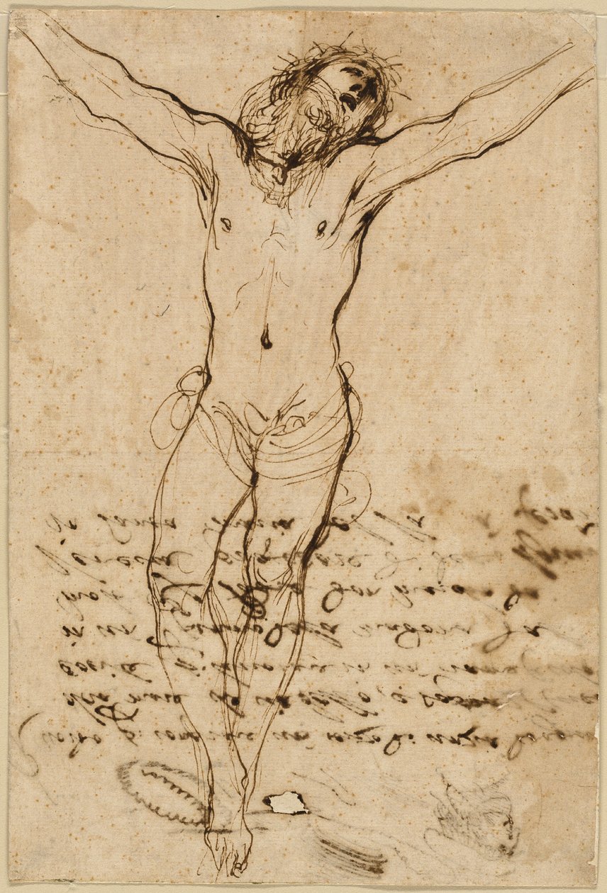 Cristo en la Cruz: Estudio para la Crucifixión con Santos de Guercino