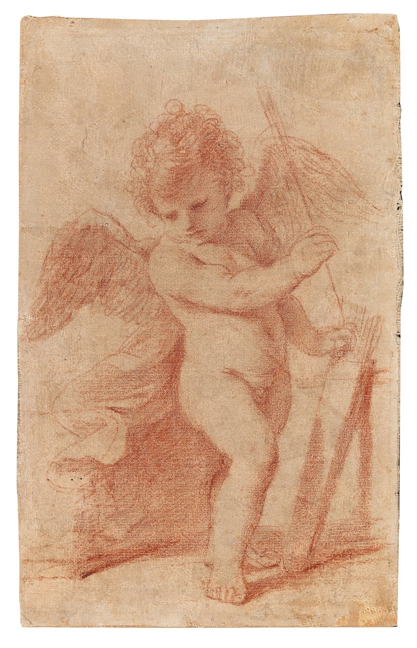 Cupido guardando una flecha en su carcaj de Guercino