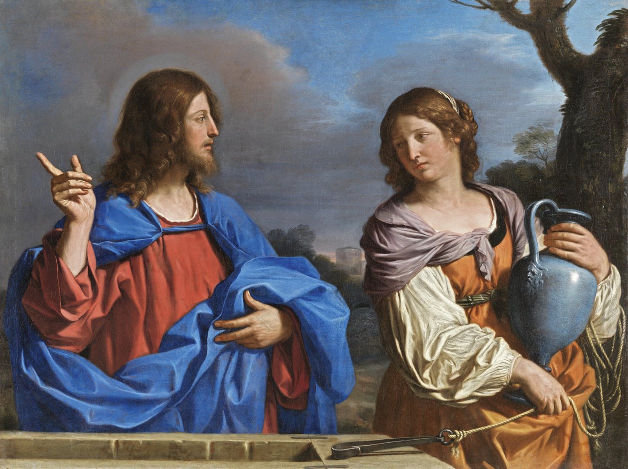 Italiano  Cristo e la Samaritana al pozzo Cristo y la mujer de Samaria en el pozo de Guercino