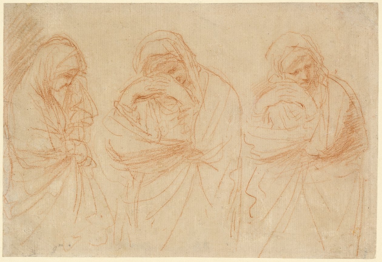 La Virgen llorando: Estudios para el Entierro de Cristo de Guercino