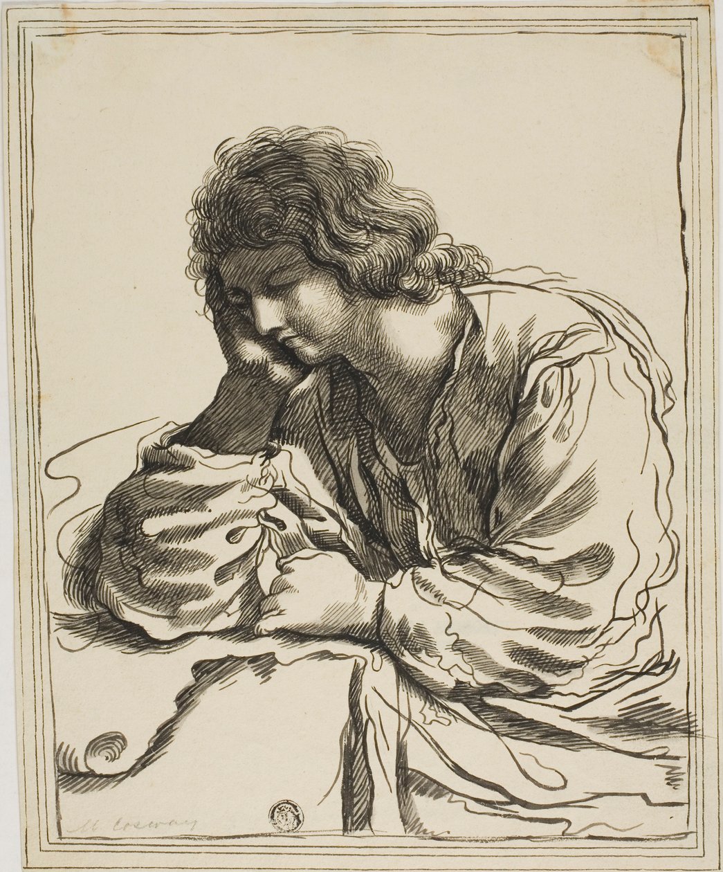 San Juan Evangelista en meditación de Guercino