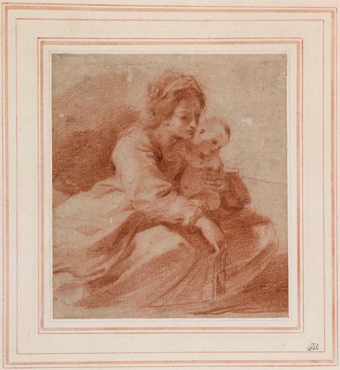 Die Jungfrau und das Kind (für die Madonna del Carmine, die einem Karmeliter ein Skapulier überreicht, in der Pinacoteca Civica von Cento, ca. 1615) de Guercino