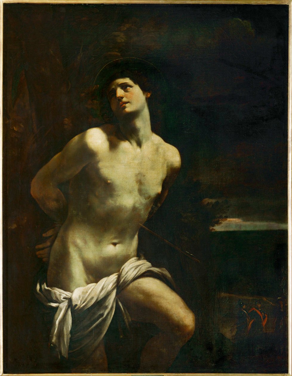 Saint Sebastien martyre dans un paysage - San Sebastián en un paisaje ... de Guido (follower of) Reni