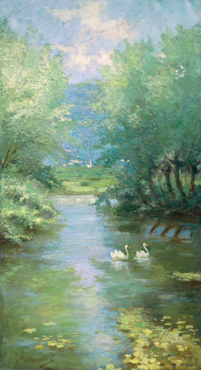 Paisaje con cisnes (óleo sobre lienzo) de Guido Bertarelli