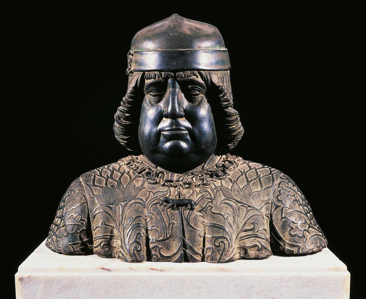 Busto de Alfonso de Aragón, ca 1490, por Guido Mazzoni, escultura de bronce, altura 42 cm, Italia de Guido Mazzoni