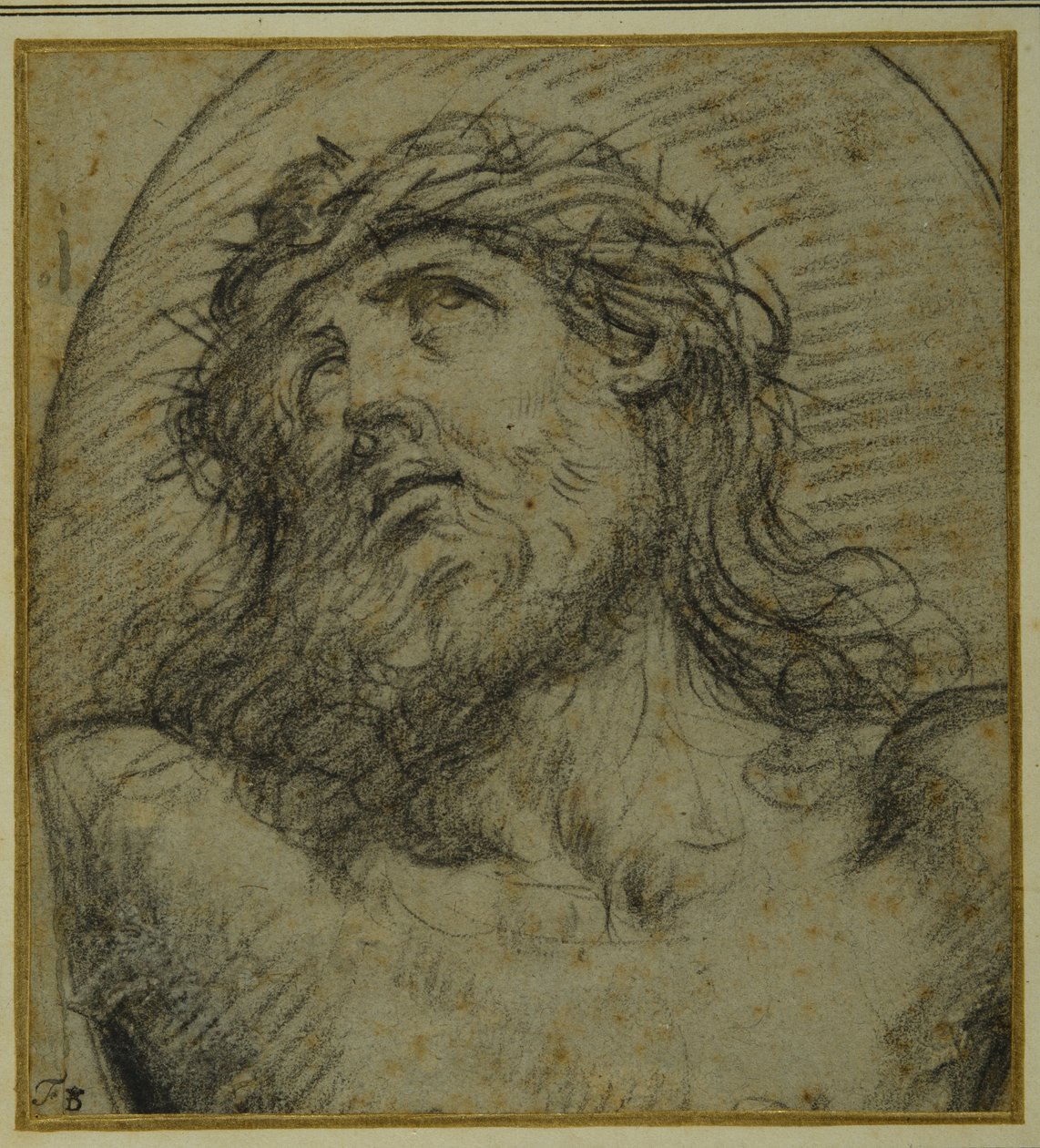 Cabeza y hombros de Cristo crucificado vivo de Guido Reni
