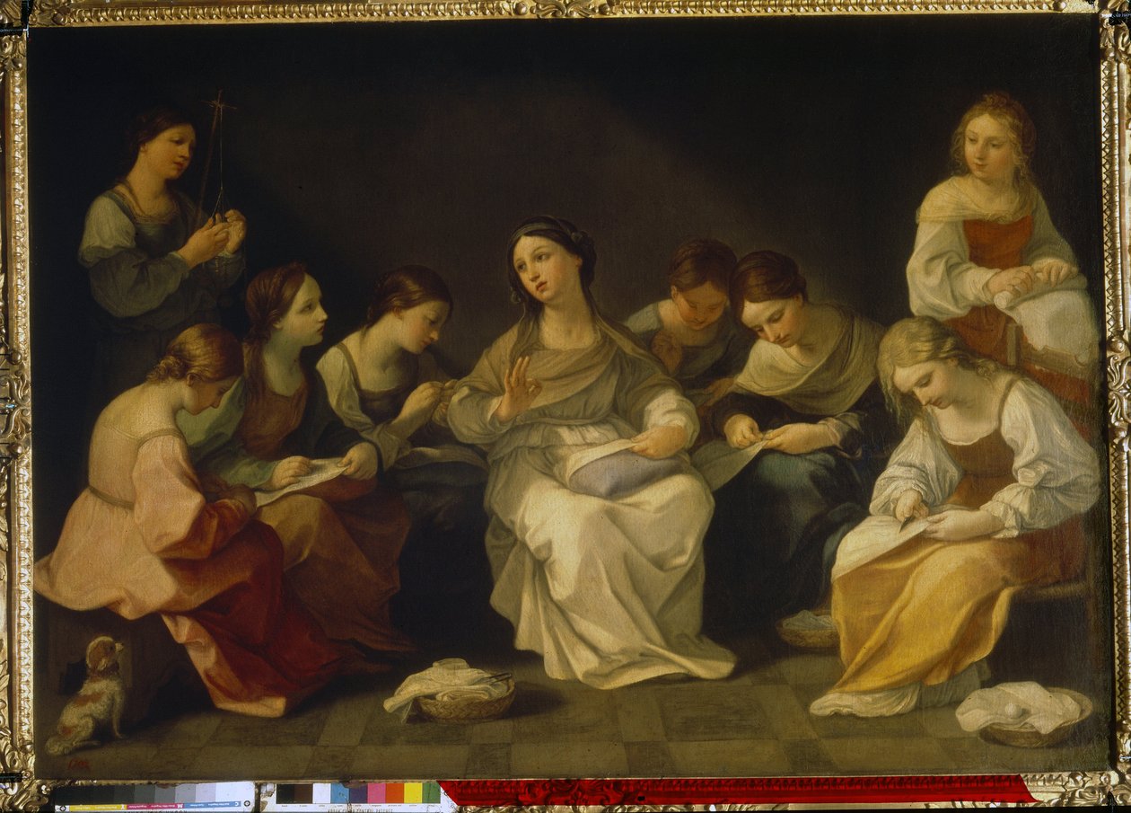 La Educación de la Virgen. (La Educación de la Virgen). Pintura de Guido Reni (1575-1642), óleo sobre lienzo de Guido Reni