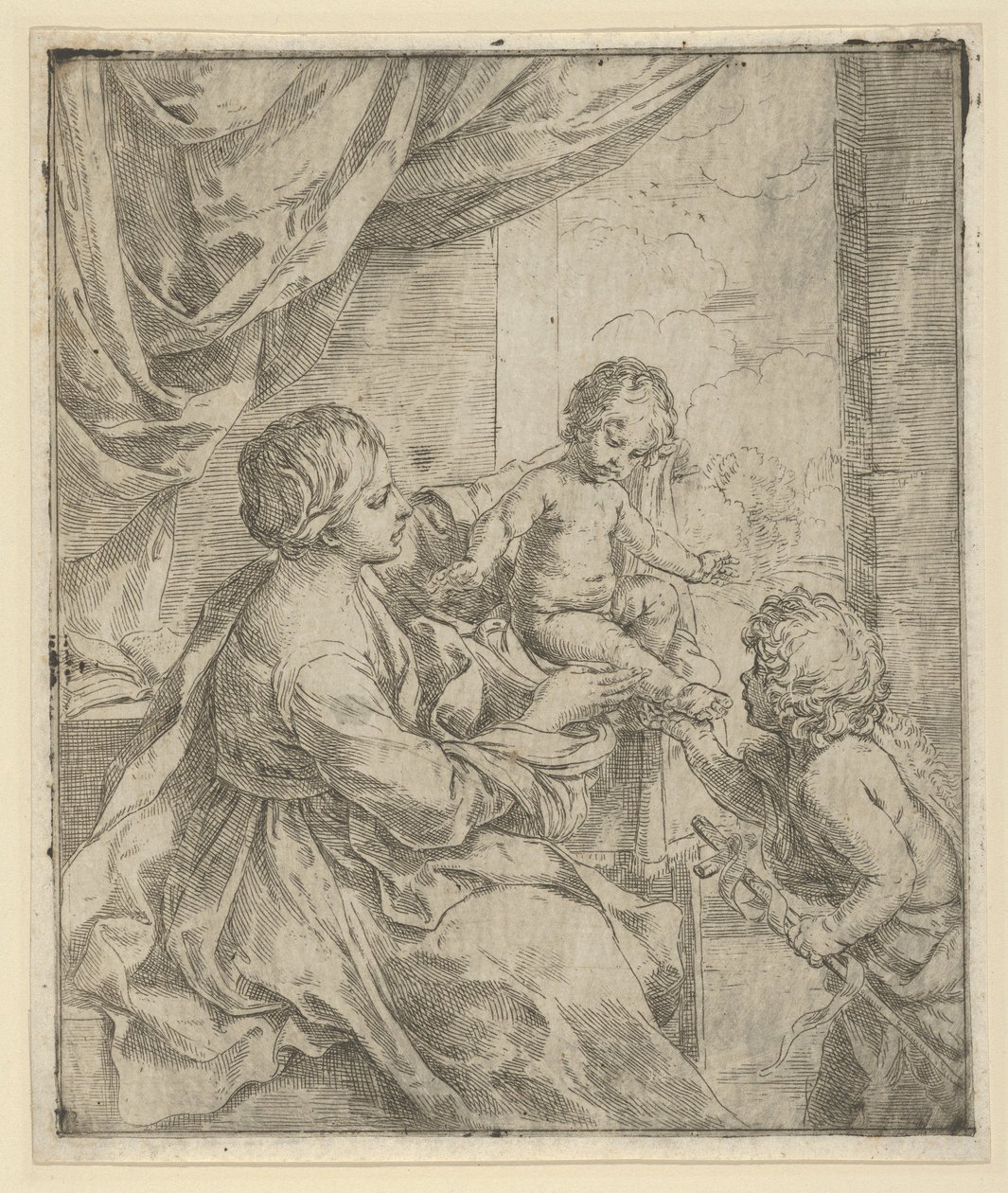 La Virgen y el Niño en una mesa con el joven Juan el Bautista, ca. 1600-1640 de Guido Reni