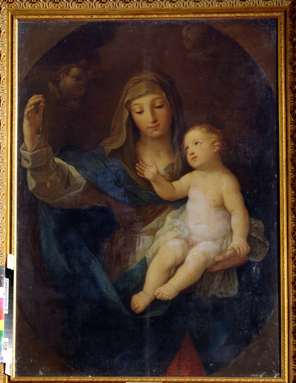 Virgen y niño (Virgen y niño). Pintura de Guido Reni (1575-1642). Óleo sobre tela. Arte italiano, estilo barroco. Museo de Arte Regional, Simferopol, Ucrania de Guido Reni