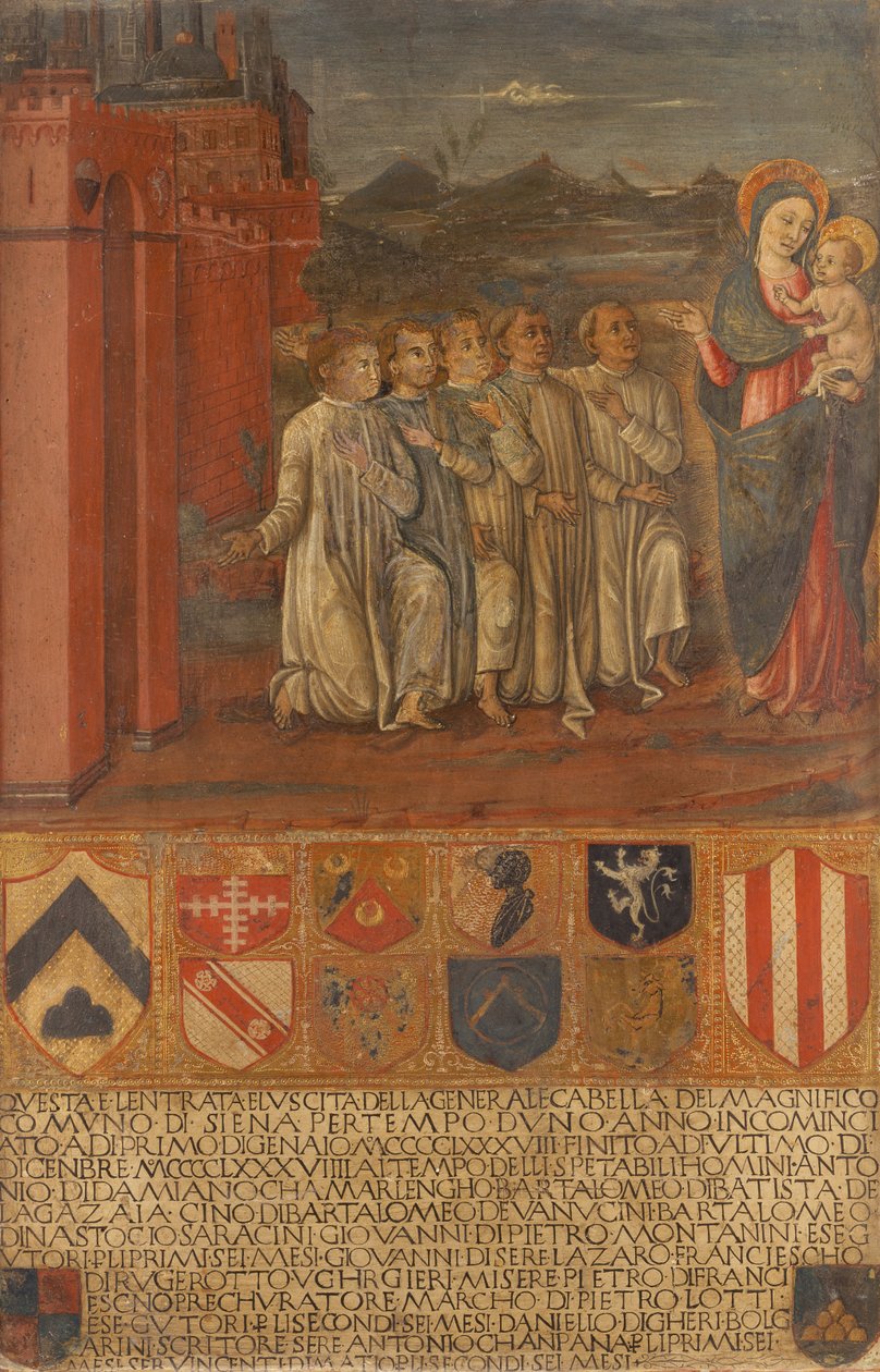 El Chambelán y sus ayudantes ante la Virgen de Guidoccio di Giovanno Cozzarelli