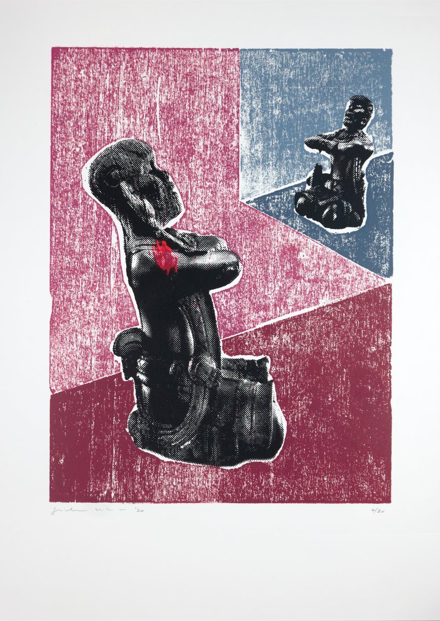 Habitación invisible nº7, Megalomanía, 2019 (xilografía y serigrafía) de Guilherme Pontes