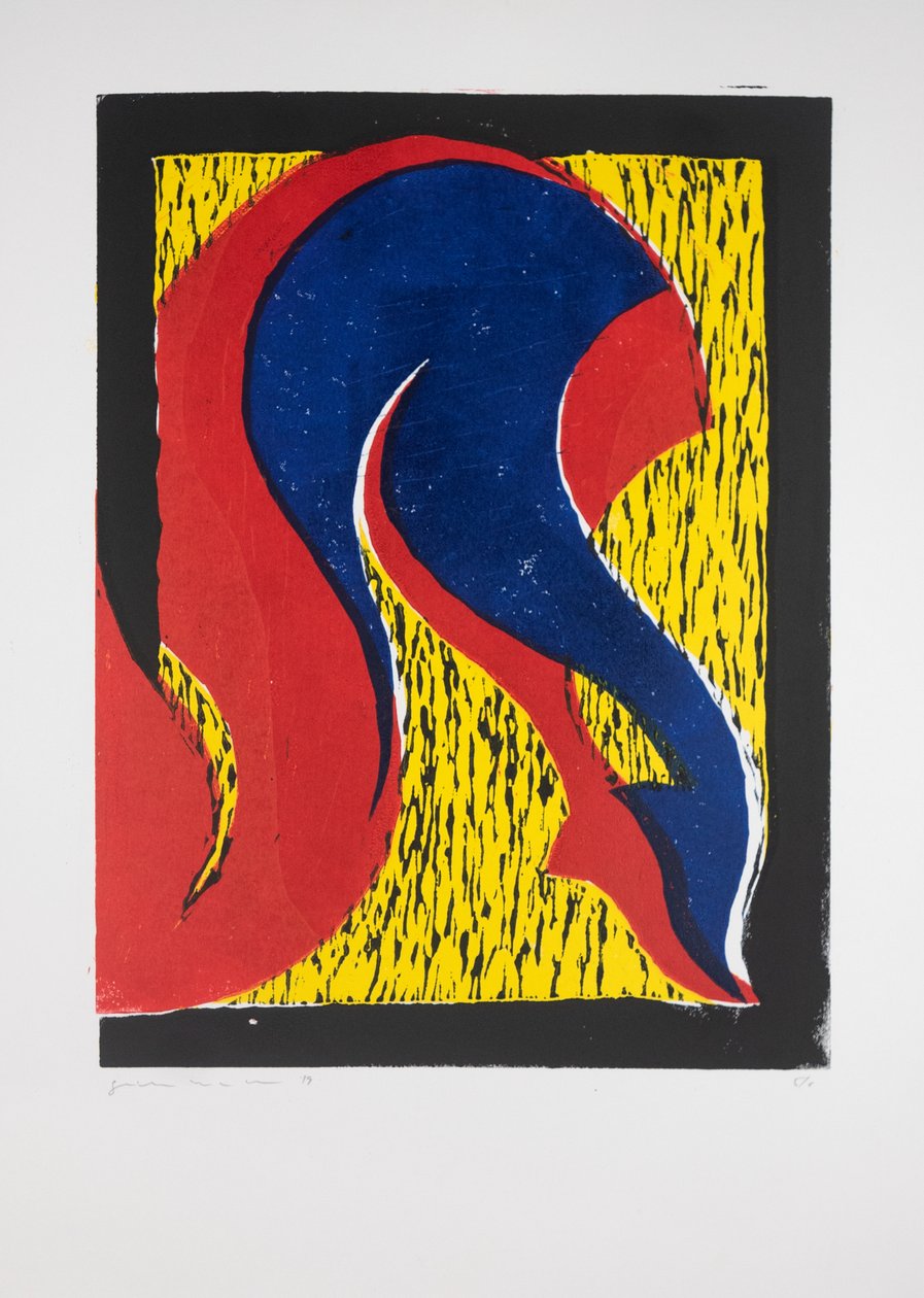 Piernas cruzadas Nº1, 2019 (linograbado) de Guilherme Pontes