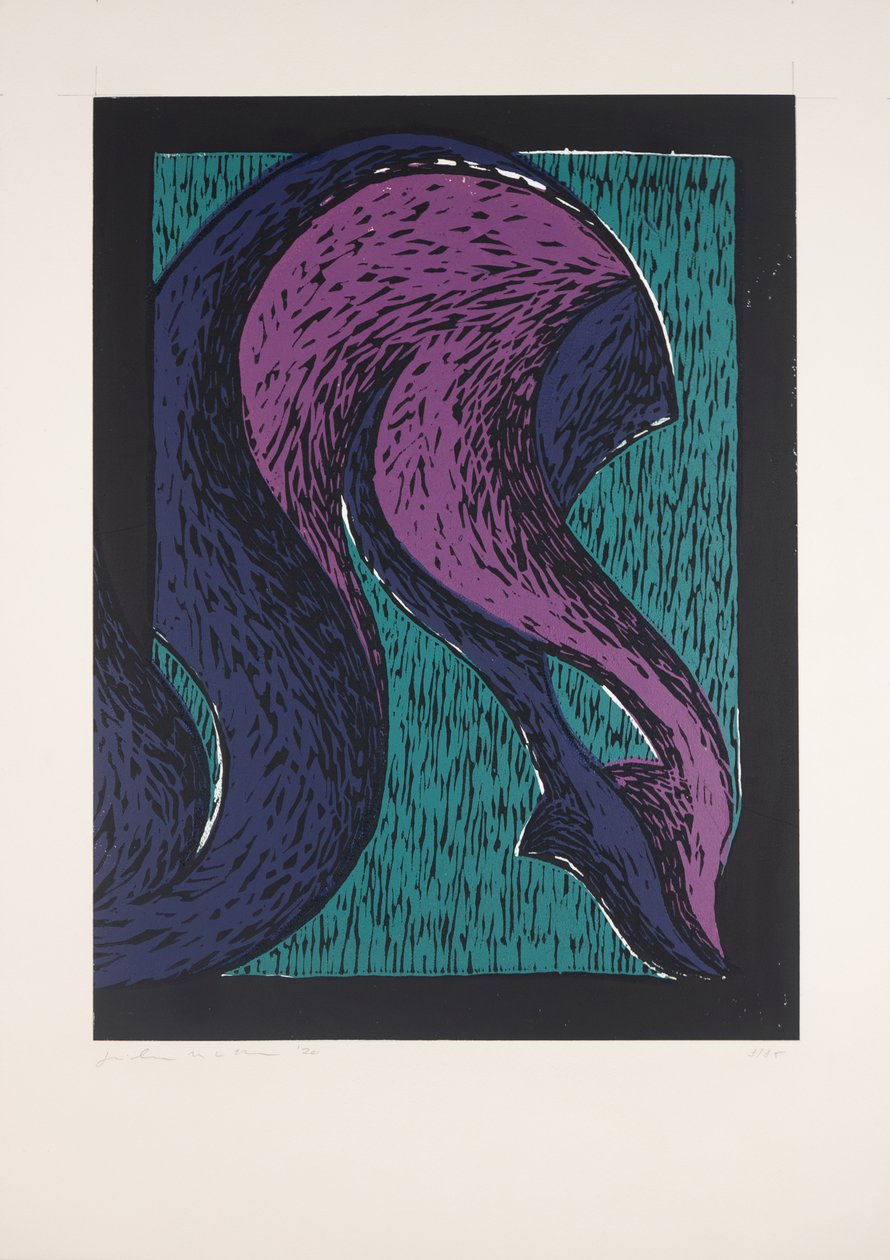Piernas cruzadas Nº2, 2019 (linograbado) de Guilherme Pontes