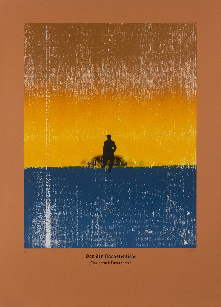 Sobre el amor al prójimo, Así habló Zaratustra, 2024 (xilografía y serigrafía) de Guilherme Pontes