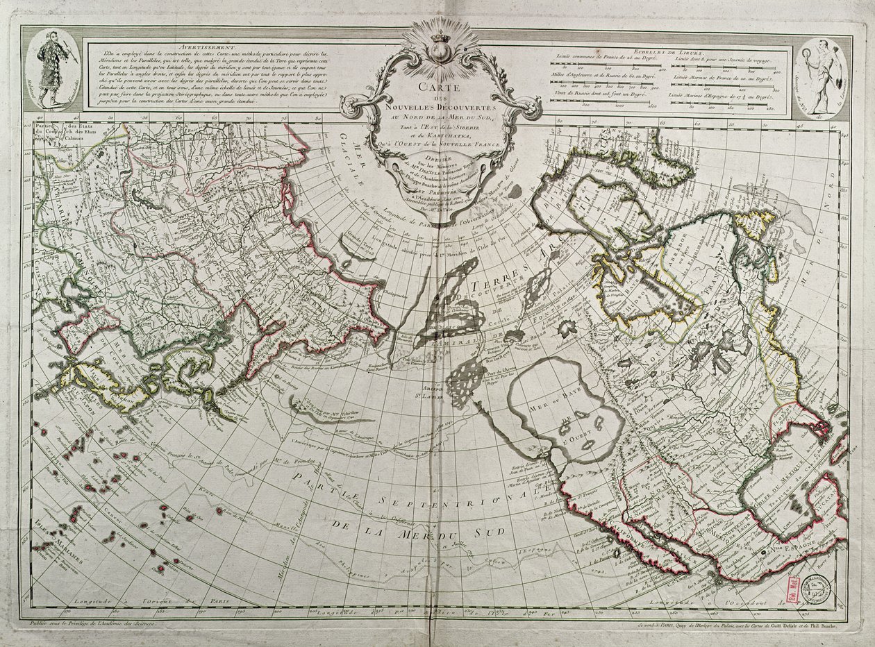 Mapa de los Nuevos Descubrimientos al Norte de los Mares del Sur, 1750 de Guillaume Delisle