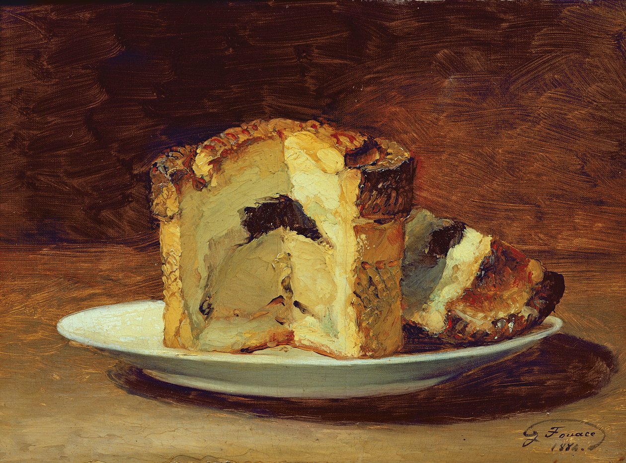 Naturaleza muerta con pastel, 1884 de Guillaume Romain Fouace
