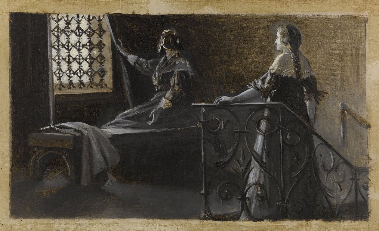 Ethel y la mujer velada, ca. 1889 (óleo sobre lienzo) de Guillaume Albert Demarest