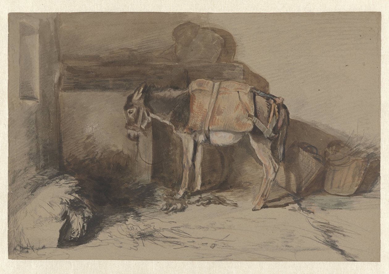 Burro en el establo de Guillaume Anne van der Brugghen