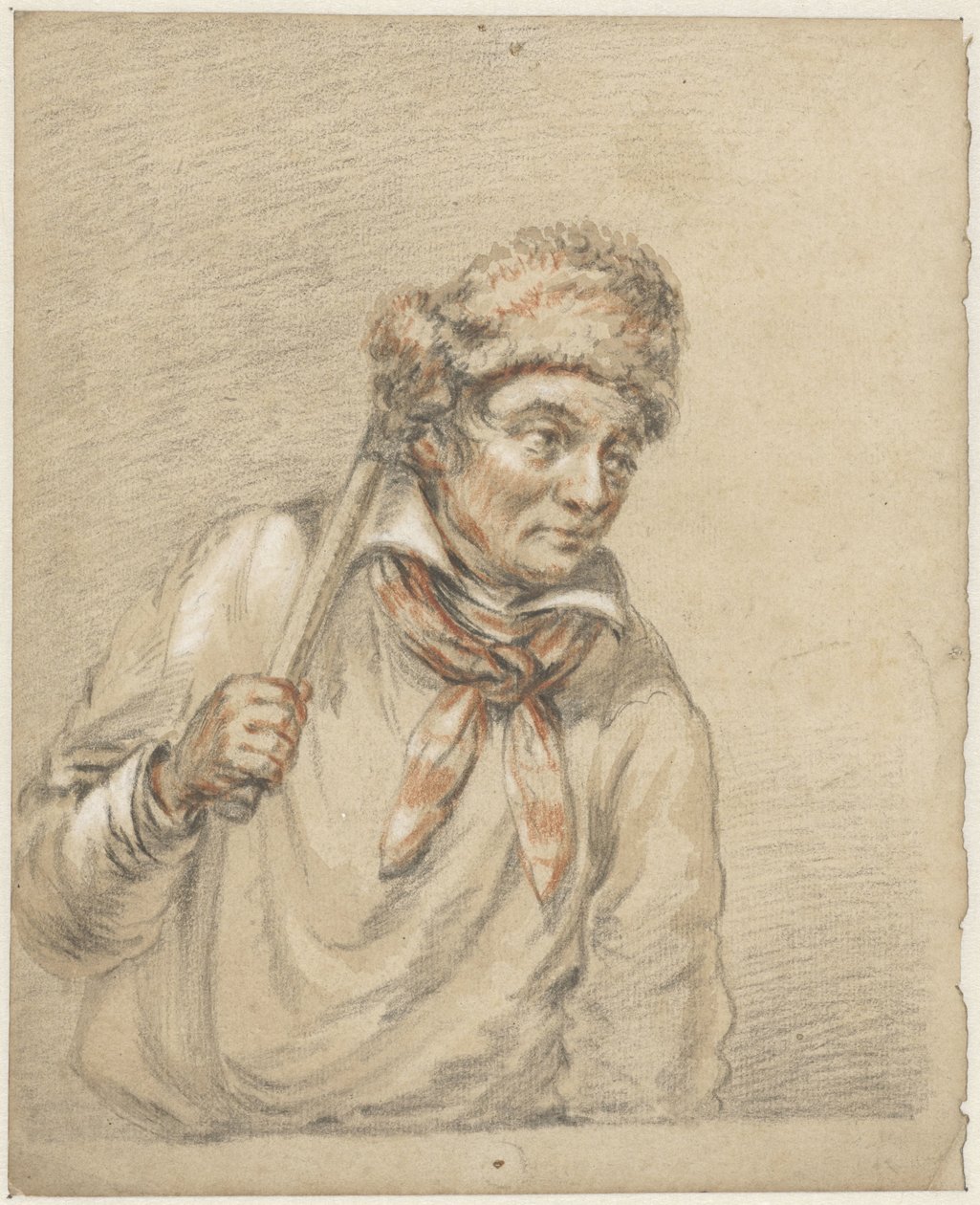 Hombre con sombrero de piel en la cabeza de Guillaume Anne van der Brugghen