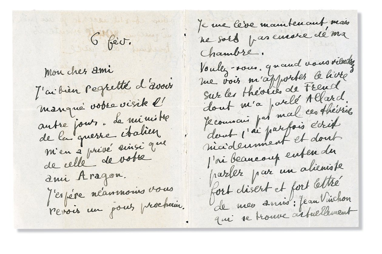 Carta autógrafa firmada a André Breton, 6 de febrero de 1918 de Guillaume Apollinaire
