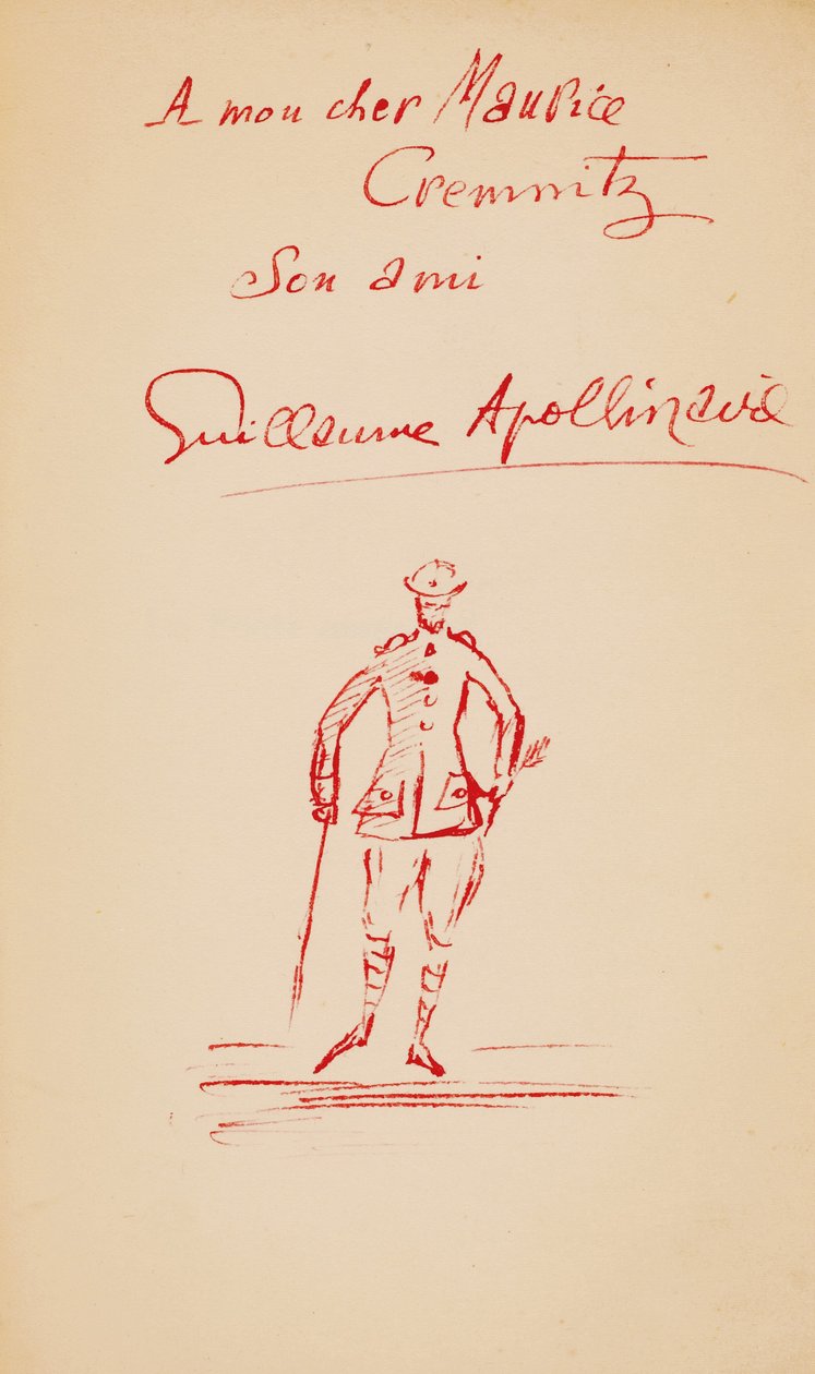 Inscripción a Maurice Cremnitz de "Le Poète Assassiné", 1916 de Guillaume Apollinaire