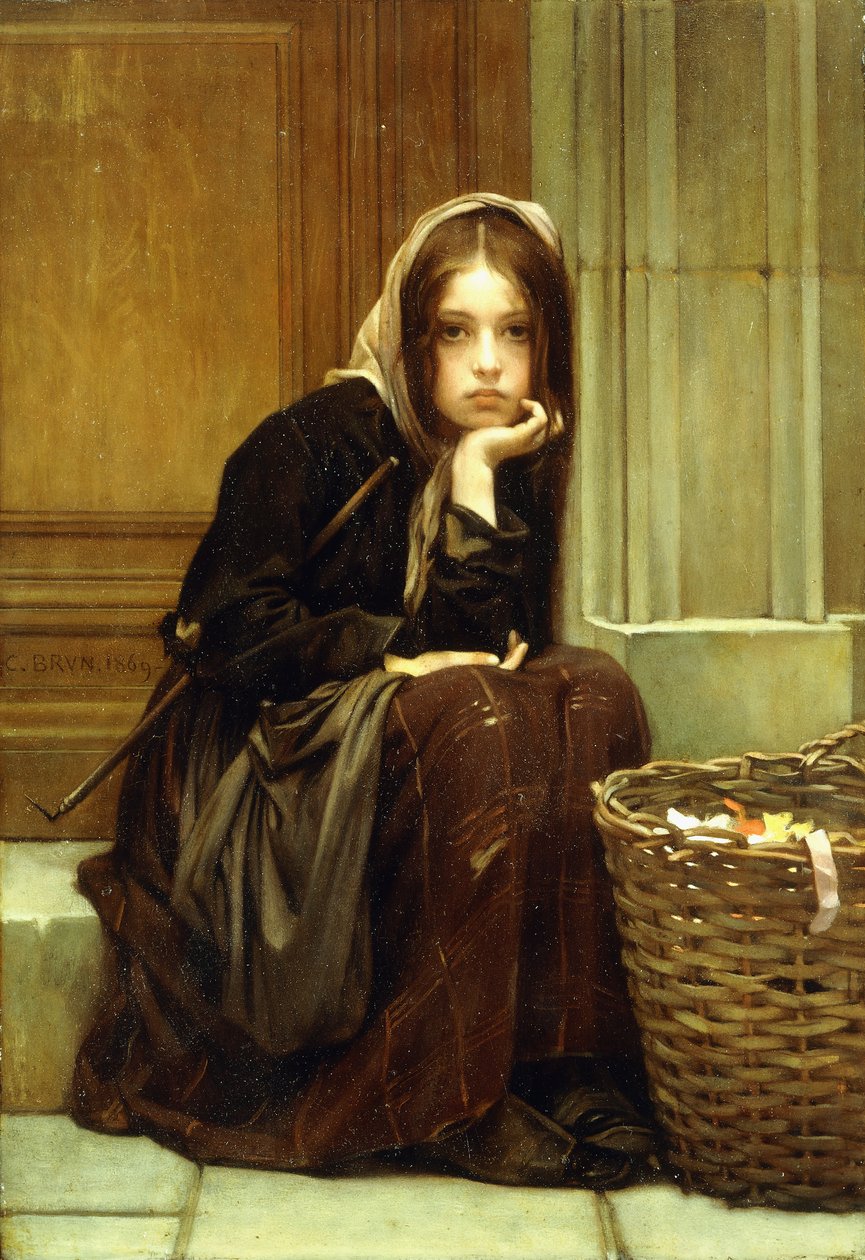Una cesta de cintas de Guillaume Charles Brun