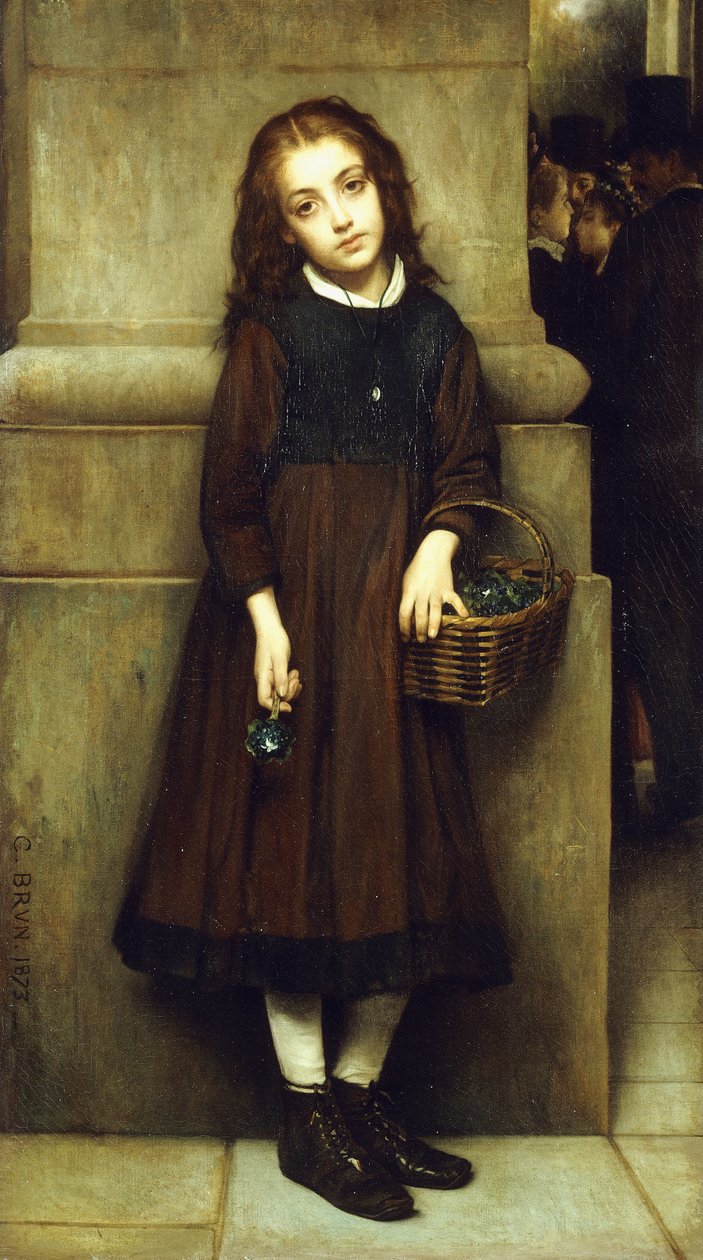 Vendedora de Flores fuera de la Ópera, 1873 de Guillaume Charles Brun
