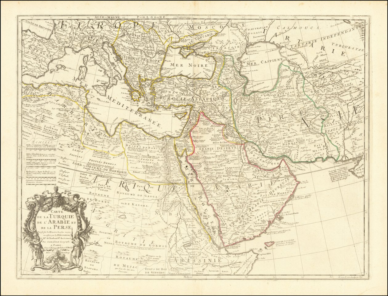Mapa de 1701 - Mapa de Turquía, Arabia y Persia de Guillaume Delisle