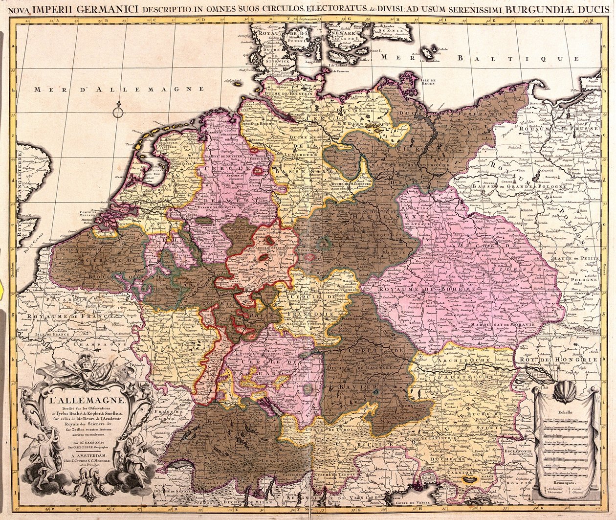 Bélgica, Países Bajos, Alemania, Polonia (Voivodías: Pomerania, Pomerania Occidental, Lubusz, Baja Silesia), República Checa (Región : Olomuc, Moravia del Sur, Praga, Bohemia Central, Bohemia del Sur, Plze, Karlovy Vary, stínad Labem, Liberec, Hradec Králo de Guillaume Delisle