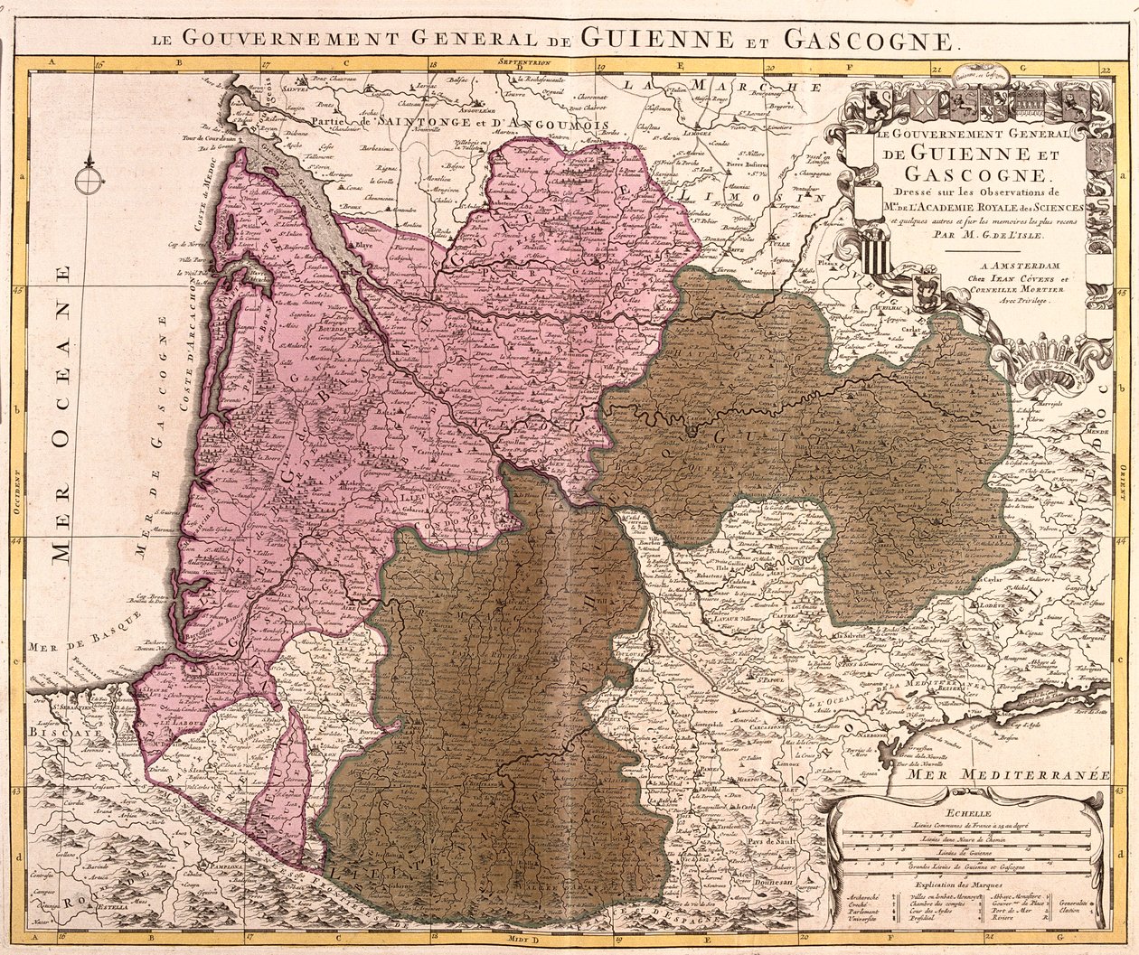 Guyenne, Gascuña, Francia de Guillaume Delisle