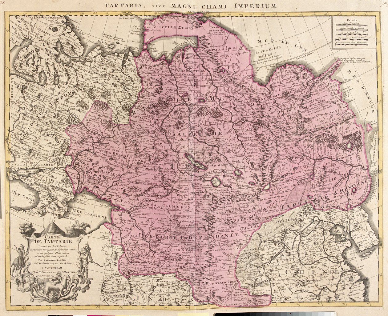 Mapa de Tartaria (Asia Central, Siberia, Turquestán, Mongolia y Manchuria) (grabado) de Guillaume Delisle