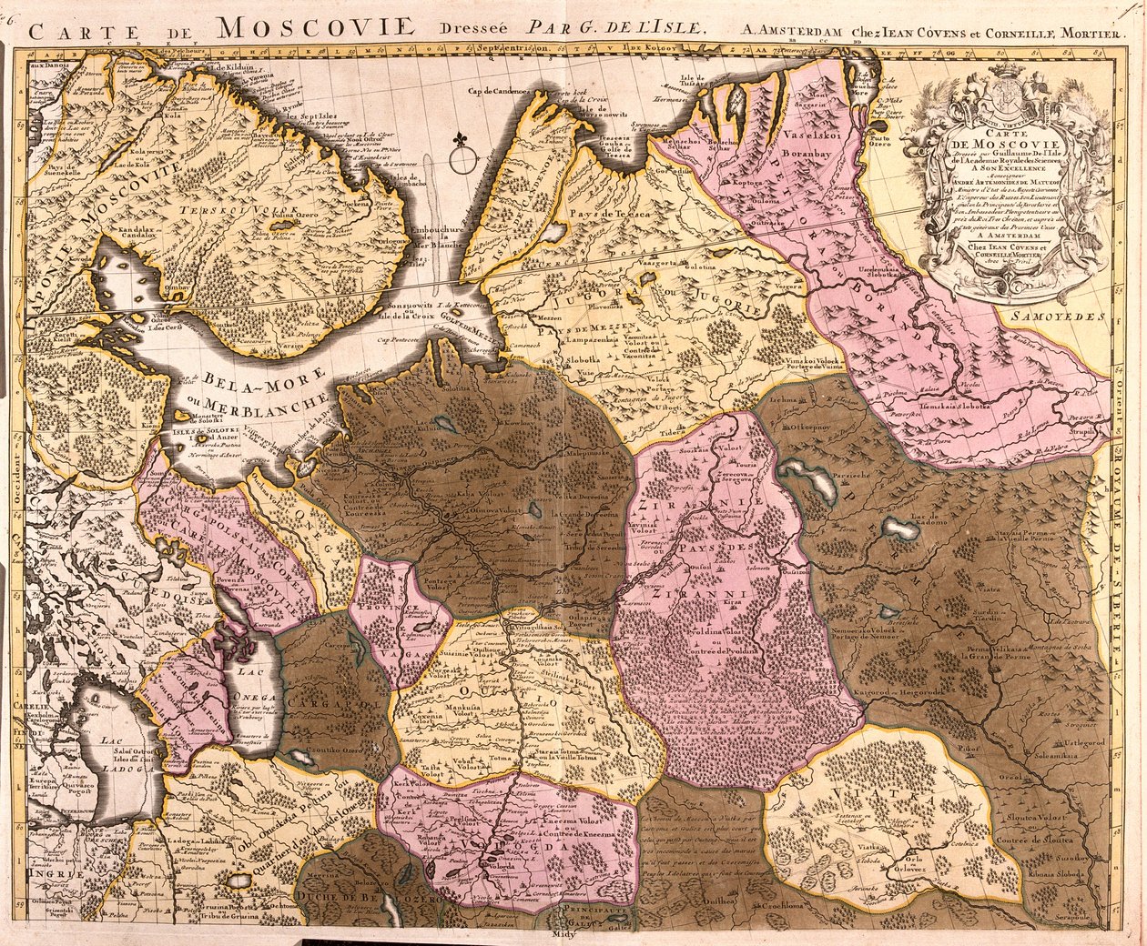 Mapa del Gran Principado de Moscú (Rusia) de Guillaume Delisle