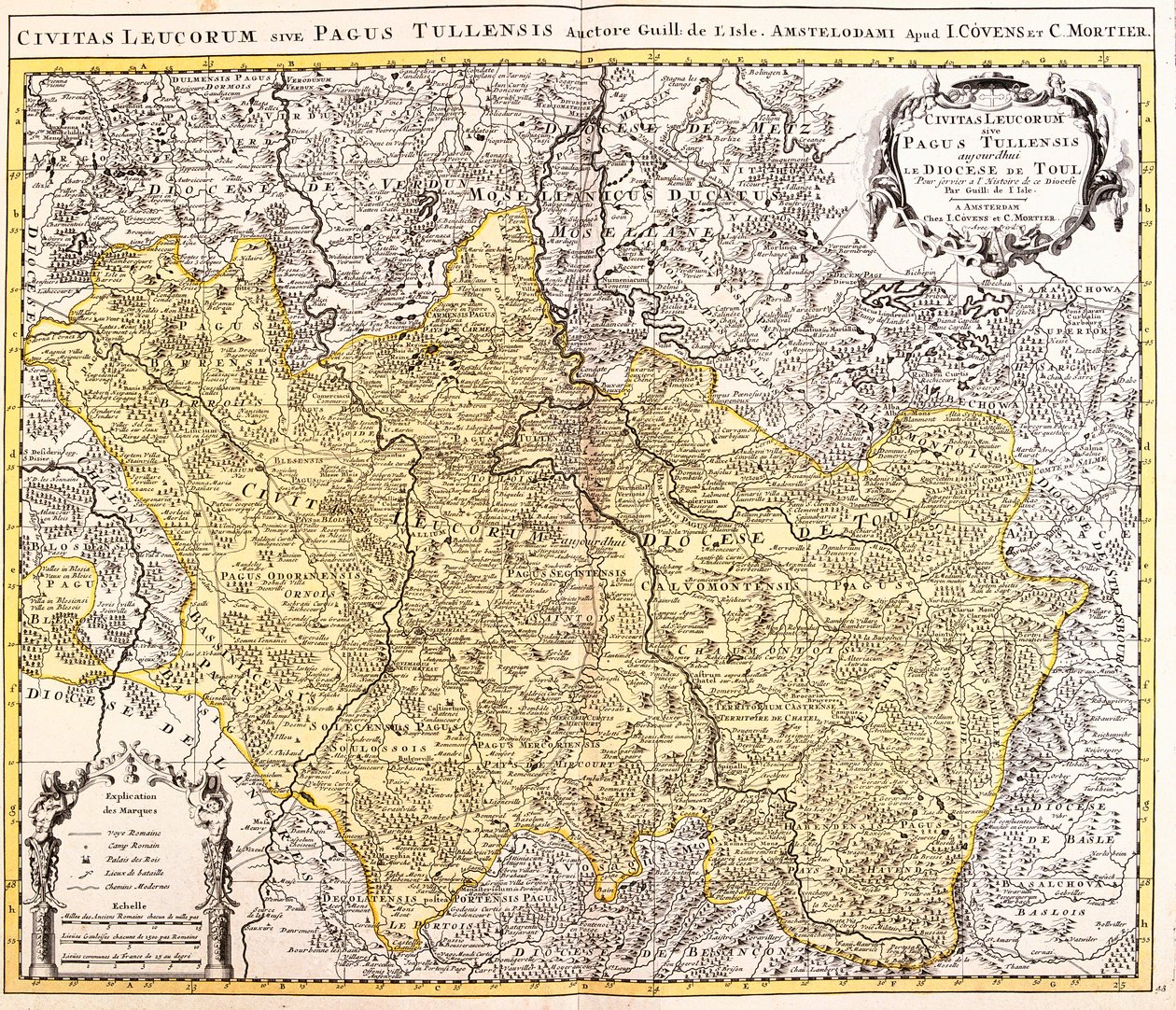 Mapa de la diócesis de Toul (Lorena, Francia) de Guillaume Delisle