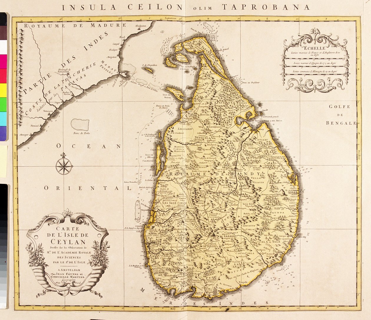 Mapa de la isla de Ceilán (Sri Lanka) (grabado) de Guillaume Delisle