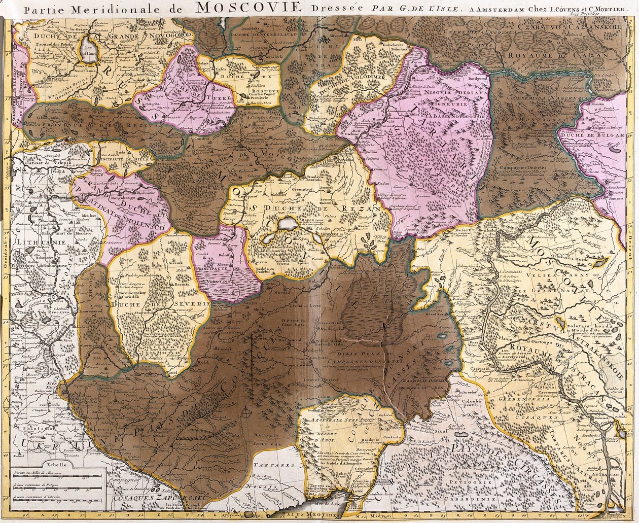 Mapa de la parte meridional del gran principado de Moscú (Rusia) de Guillaume Delisle