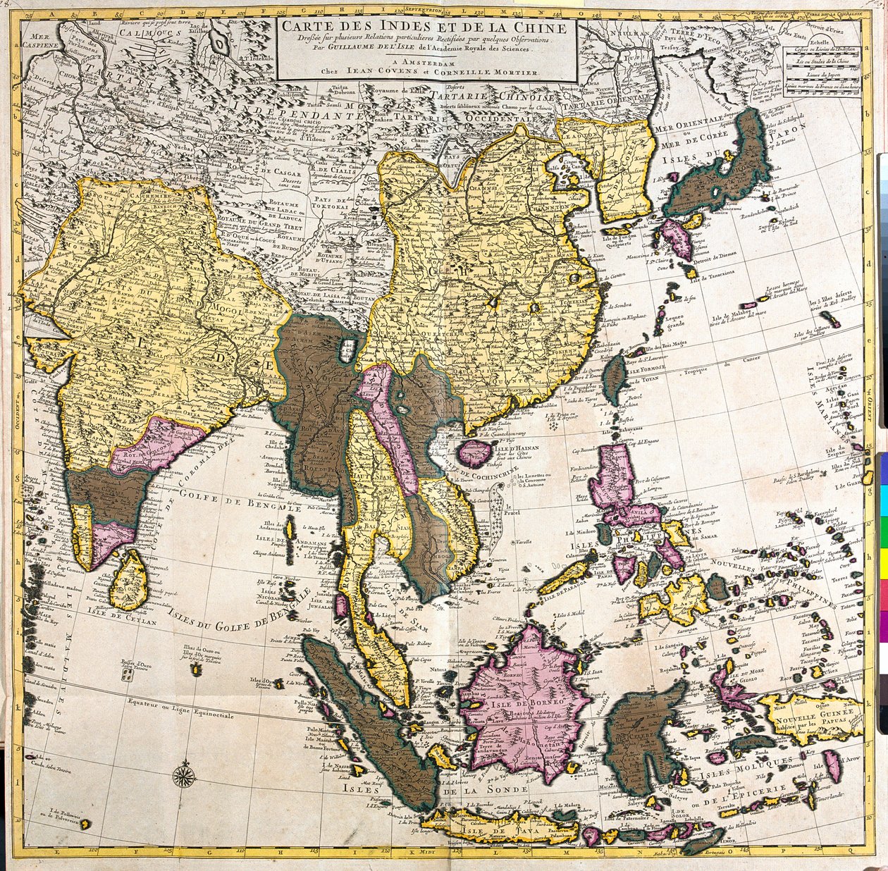Pakistán, India, Nepal, Bután, Bangladesh, Sri Lanka, este de China, Corea del Norte, Corea del Sur, Japón, Birmania, Tailandia, Laos, Vietnam, Camboya, Indonesia, Filipinas, Malasia. de Guillaume Delisle