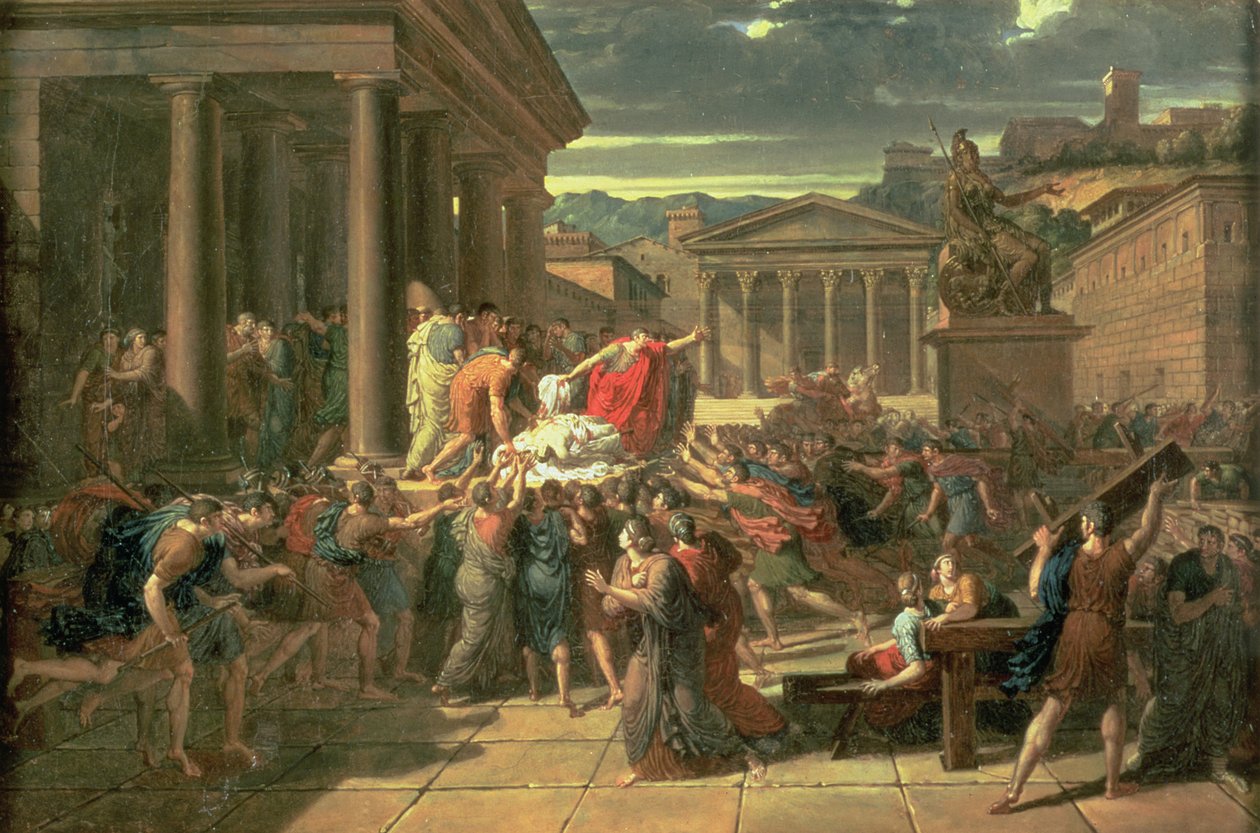 La muerte de César (100-44 a.C.) de Guillaume Guillon Lethière