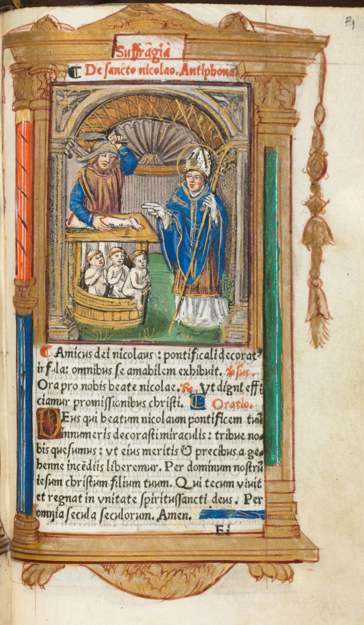 Libro de Horas Impreso (Uso de Roma): fol. 105r, San Nicolás de Guillaume Le Rouge