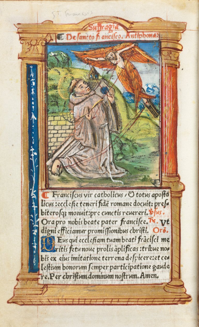 Libro de Horas Impreso (Uso de Roma): fol. 106v, San Francisco de Asís de Guillaume Le Rouge