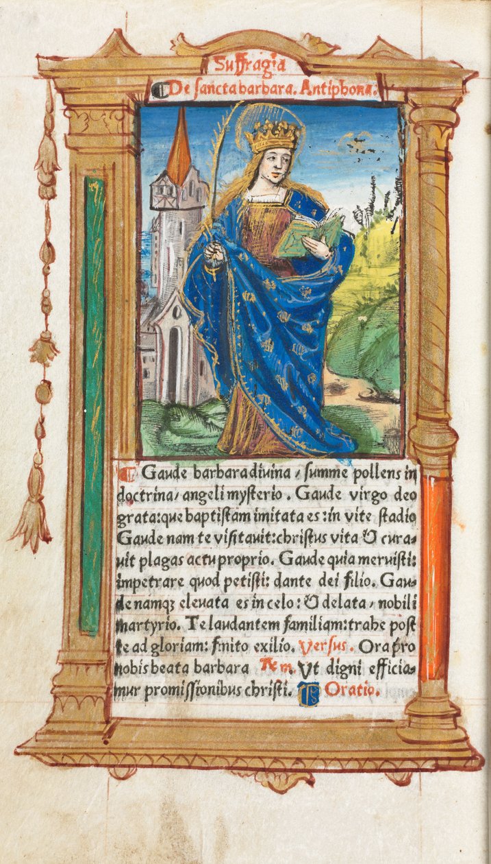 Libro de Horas impreso (Uso de Roma): fol. 110v, Santa Bárbara de Guillaume Le Rouge