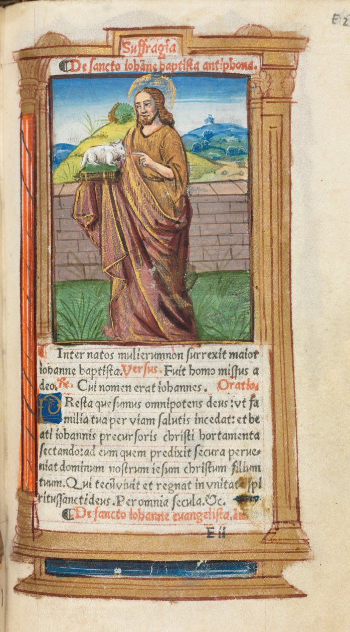Libro de Horas Impreso (Uso de Roma): fol. 98r, San Juan Bautista de Guillaume Le Rouge
