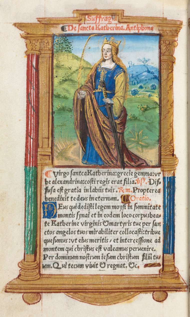 Libro de Horas Impreso Uso de Roma: fol. 109v, Santa Catalina, 1510 de Guillaume Le Rouge