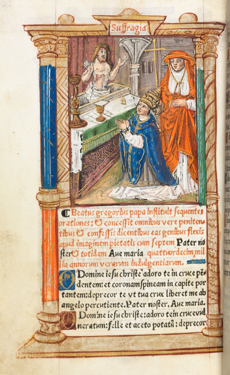 Libro de Horas Impreso Uso de Roma: fol. 96v, Misa de San Gregorio, 1510 de Guillaume Le Rouge