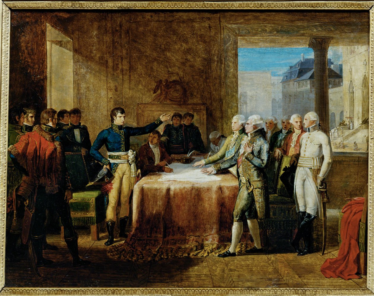 Preliminares de la paz firmada en Leoben el ... (pintura sobre lienzo) de Guillaume Lethiere