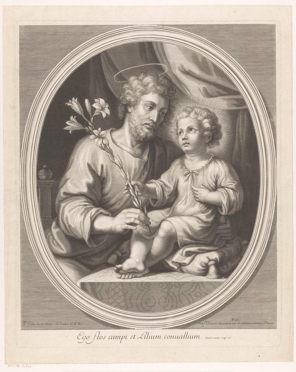 El Niño Jesús entrega a San José un lirio de Guillaume Vallet